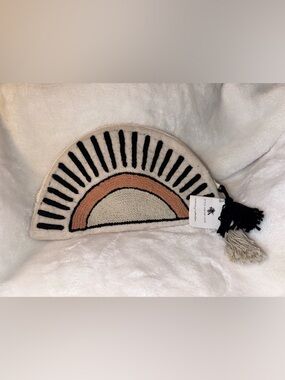 Noonday Collection Cream and Black Sunrise Clutch with Peach Accent NWT